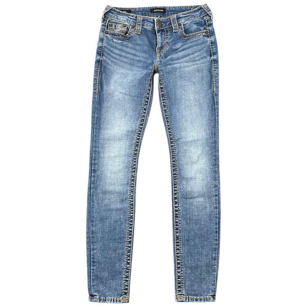 True Religion Halle Low Rise Skinny Jeans Stretch Denim Light Wash 28W